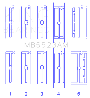 King Engine Bearings - King Bearings MB5523AM Main Bearing Set for Pontiac 350 P