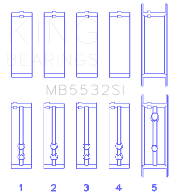King Engine Bearings - King Bearings MB5532SI 010 SI-Series Main Bearings .010 Bi-Metal for Chevy