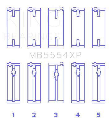 King Engine Bearings - King Bearings MB5554XP MAIN Bearing SET for TOYOTA 3SGTE 16V 2.0L