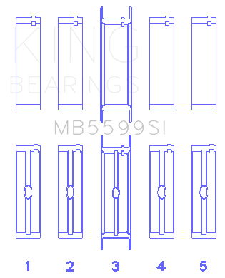 King Engine Bearings - King Bearings MB5599SI Main Bearing Set for Ford 420 445/IHC 6.9L 7.3L