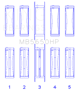 King Engine Bearings - King Bearings MB5650HP 001 MAIN Bearing SET for FORD 370 429 460 16V OHV