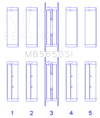King Engine Bearings - King Bearings MB5650SI .020 SI Main Bearings for Ford 429/460