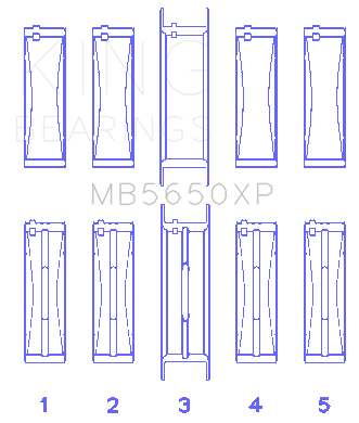 King Engine Bearings - King Bearings MB5650XP 010 Main Bearing Set for Ford 370 429 460 16V OHV