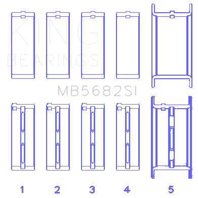King Engine Bearings - King Bearings MB5682SI MAIN Bearing SET for GM 496CI/8.1 16V