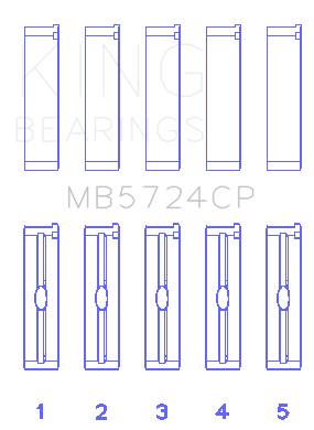 King Engine Bearings - King Bearings MB5724CP MAIN Bearing SET for GM DURAMAX Diesel