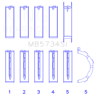 King Engine Bearings - King Bearings MB5734SI Main Bearing Set for Ford 302 CID Coyote