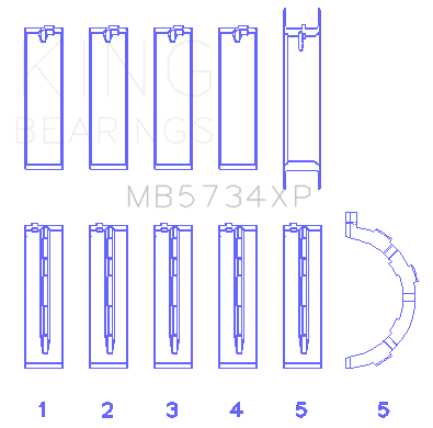 King Engine Bearings - King Bearings MB5734XP STDX Main Bearing Set for Ford 302 CID Coyote