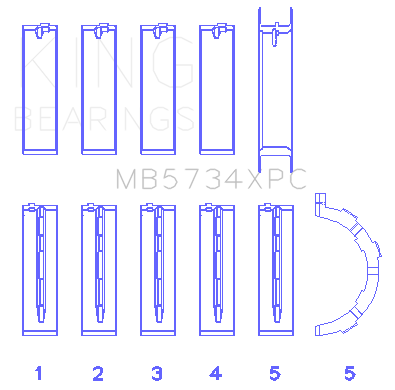 King Engine Bearings - King Bearings MB5734XPC MAin Bearing Set for Ford 302 CID Coyote