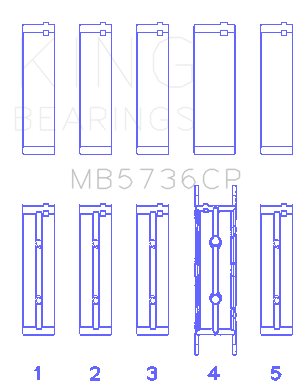 King Engine Bearings - King Bearings MB5736CP.026 MAIN BEARING SET for FORD V8 POWER STROKE DIESEL