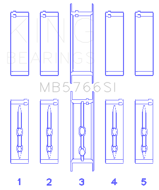 King Engine Bearings - King Engine Bearings MB5766SI Main Bearing Set for Chevy LS1/LS2/LS4/LS6