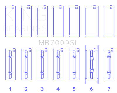 King Engine Bearings - King Bearings MB7009SI MAIN Bearing SET for CUMMINS 6B SERIES