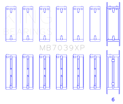King Engine Bearings - King Bearings MB7039XP Main Bearing Set for BMW M20/M50 2.0L 2.5L 2.7L