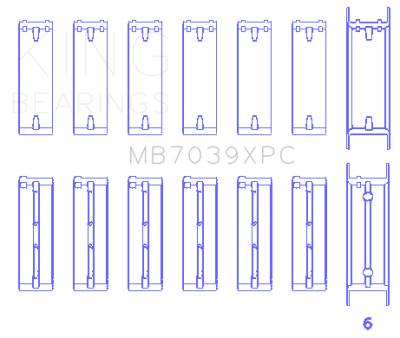 King Engine Bearings - King Bearings MB7039XPC MAIN Bearing SET for BMW M20 M50 2.0L 2.5L 2.7L