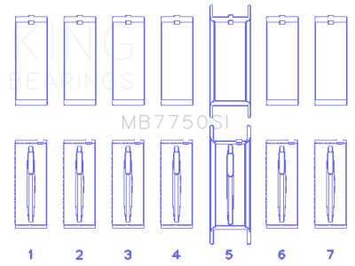 King Engine Bearings - King Bearings MB7750SI 010 Main Bearing Set for Ford 240 4.0L 65-74