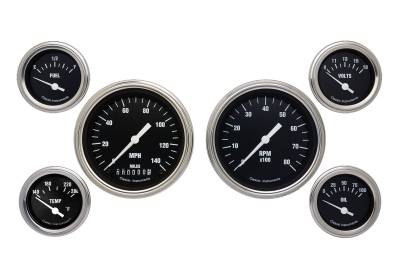 Classic Instruments - Classic Instruments HR01SLC Hot Rod 6-Gauge Set Black
