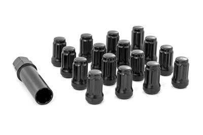 Rough Country Suspension Systems - Rough Country 3807BLK Lug Nut Set M12x1.5 16Pc Splined Black