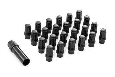Rough Country Suspension Systems - Rough Country 121524BLET M12 x 1.5 Lug Nut 24PC Black Closed End Extended Thread