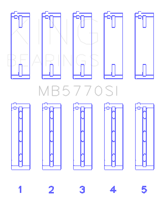 King Engine Bearings - King Engine Bearings MB5770SI Main Bearing Set for Nissan VK45DD/E/VK50VE/VK56