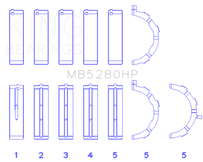 King Engine Bearings - King Engine Bearings MB5280HP STDX Main Bearing Set for Ford V8 4.6L/5.4L Sohc
