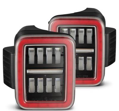 AlphaRex - AlphaRex 602070 Black/Red Prismatic LED Taillights for Jeep Gladiator JT