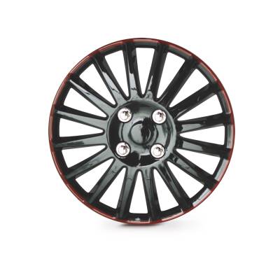 Winjet - Winjet CHB-5019-BRB-15 15" Universal Wheel Cover Hubcaps 4Pc Black/Red
