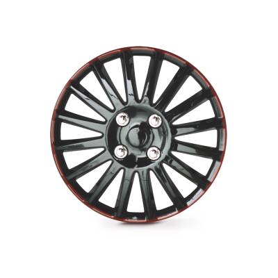 Winjet - Winjet CHB-5019-BRB-14 14" Universal Wheel Cover Hubcaps 4Pc Black/Red