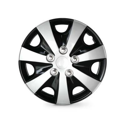 Winjet - Winjet CHB-5051-DP-15 15" Universal Wheel Cover Hubcaps 4Pc Silver/Black
