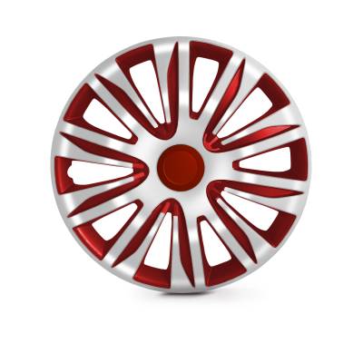 Winjet - Winjet CHB-5083-WR-16 16" Universal Wheel Cover Hubcaps 4Pc White/Red
