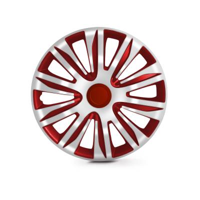 Winjet - Winjet CHB-5083-WR-15 15" Universal Wheel Cover Hubcaps 4Pc White/Red