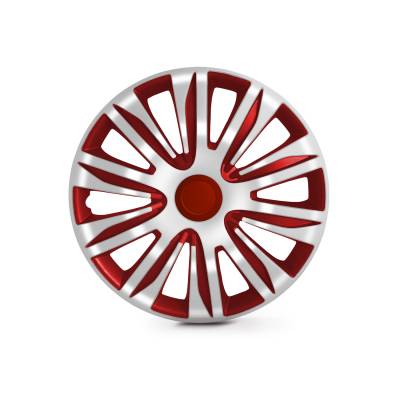 Winjet - Winjet CHB-5083-WR-14 14" Universal Wheel Cover Hubcaps 4PC White/Red
