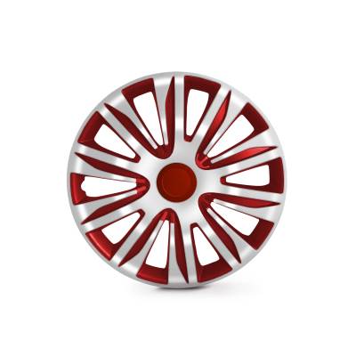 Winjet - Winjet CHB-5083-WR-13 13" Universal Wheel Cover Hubcaps 4Pc White/Red