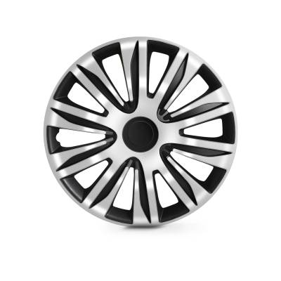 Winjet - Winjet CHB-5083-BW-15 15" 4Pc Set Wheel Cover Hubcaps White & Black
