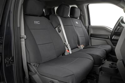 Rough Country Suspension Systems - Rough Country 91067 Front Seat Covers Black for 15-26 F150/Super Duty Crew
