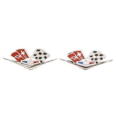 Trim Parts - Trim Parts 2162 1962-63 Full-Size Chevrolet Front Fender X-Flag w/o Studs PAIR