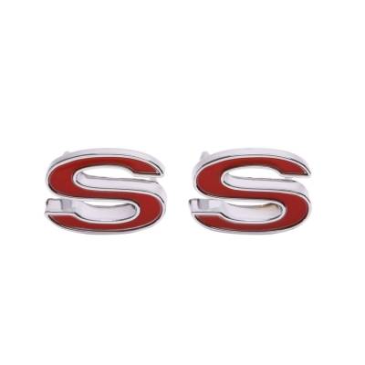 Trim Parts - Trim Parts 6810R 1969-72 Camaro Front Fender Emblem "SS" Red PAIR