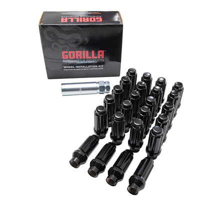 Gorilla Automotive - Gorilla K6ES-14150BGR Spline Drive Lug Nut Kit 14MMx1.50 Black Chrome Finish