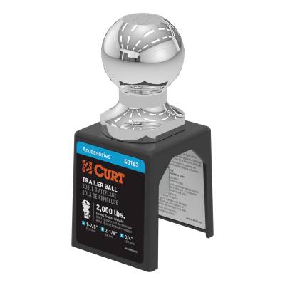 CURT - CURT 40163 1-7/8" Trailer Ball 3/4" x 2-1/8" Shank 2000 lbs Chrome Packaged