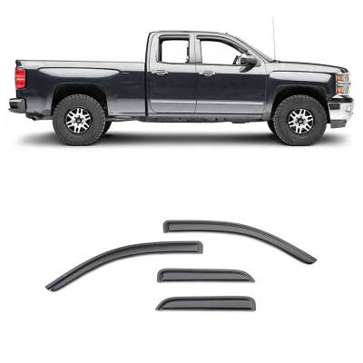 Black Horse Off Road - Black Horse 14-CHSLDC-14 4PC Rain Guards 14-18 Silverado/Sierra Ext Cab 4Pc