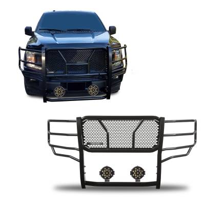 Black Horse Off Road - Black Horse RU-FOF115-B-PLB Rugged-HD Grille Guard w/7" LED for 15-20 Ford F150