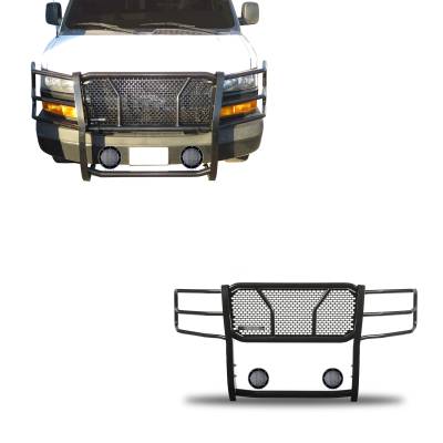 Black Horse Off Road - Black Horse RU-GV02MA-B-PLFB HD Grille Guard w/5.3" LED for 03-25 Express/Cargo