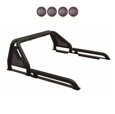Black Horse Off Road - Black Horse GLRB-05B-PLFR Roll Bar w/5.3" LED's Lights for 05-21 Nissan Frontier