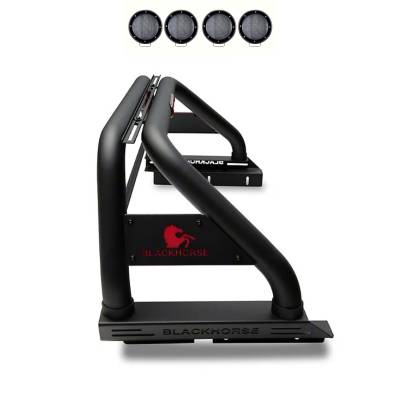 Black Horse Off Road - Black Horse RB09BK-PLFB Roll Bar Kit w/LED Flood Lights Blk for 20-25 Gladiator