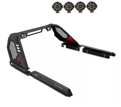Black Horse Off Road - Black Horse VIRB09B-PLB Vigor Roll Bar w/7.0" LED for 20-25 Jeep Gladiator JT