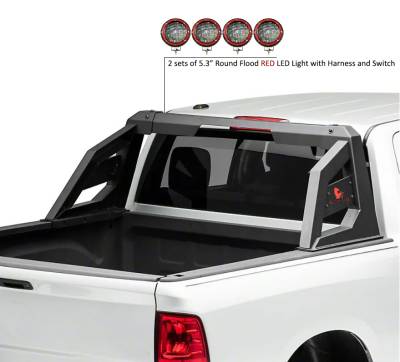 Black Horse Off Road - Black Horse RB-AR1B-PLFR Armour Roll Bar W5.3" LED for Ram/F150/Titan/Tundra