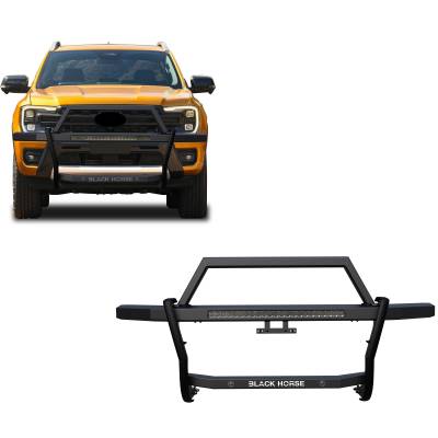 Black Horse Off Road - Black Horse RAGF10-K1 Rambler Grille Guard w/30" LED Black for 19-24 Ranger
