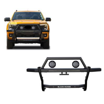 Black Horse Off Road - Black Horse RAGF10-K1PLFB Rambler Grille Guard w/5.3" & 30" Blk LED for Ranger