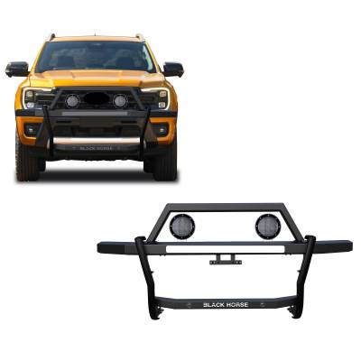 Black Horse Off Road - Black Horse RAGF10-PLFB Rambler Grille Guard w/5.3" LED's for 19-24 Ford Ranger