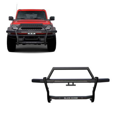 Black Horse Off Road - Black Horse RAGF20-K1 Rambler Grille Guard w/30" LED Black for 21-25 Ford Bronco