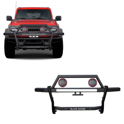 Black Horse Off Road - Black Horse RAGF20-PLFR Rambler Grille Guard w/5.3" LED for 21-25 Ford Bronco