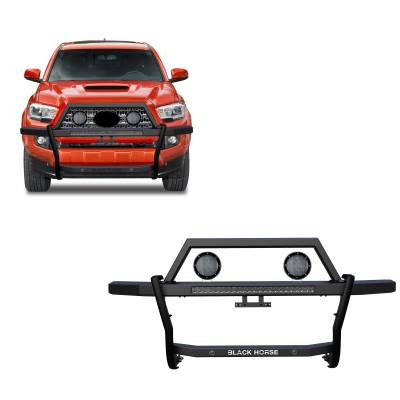Black Horse Off Road - Black Horse RAGT01-K1PLFB Rambler Grille Guard 5.3"&30" Blk LED for 05-23 Tacoma